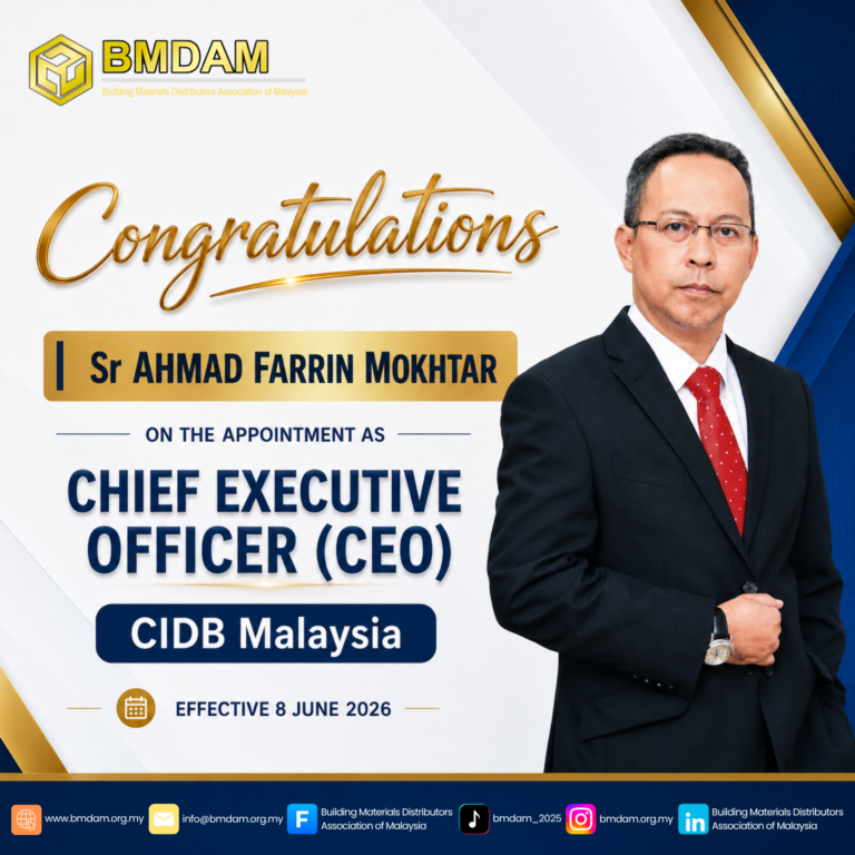 Congratulations on the appointment as CEO of CIDB Malaysia