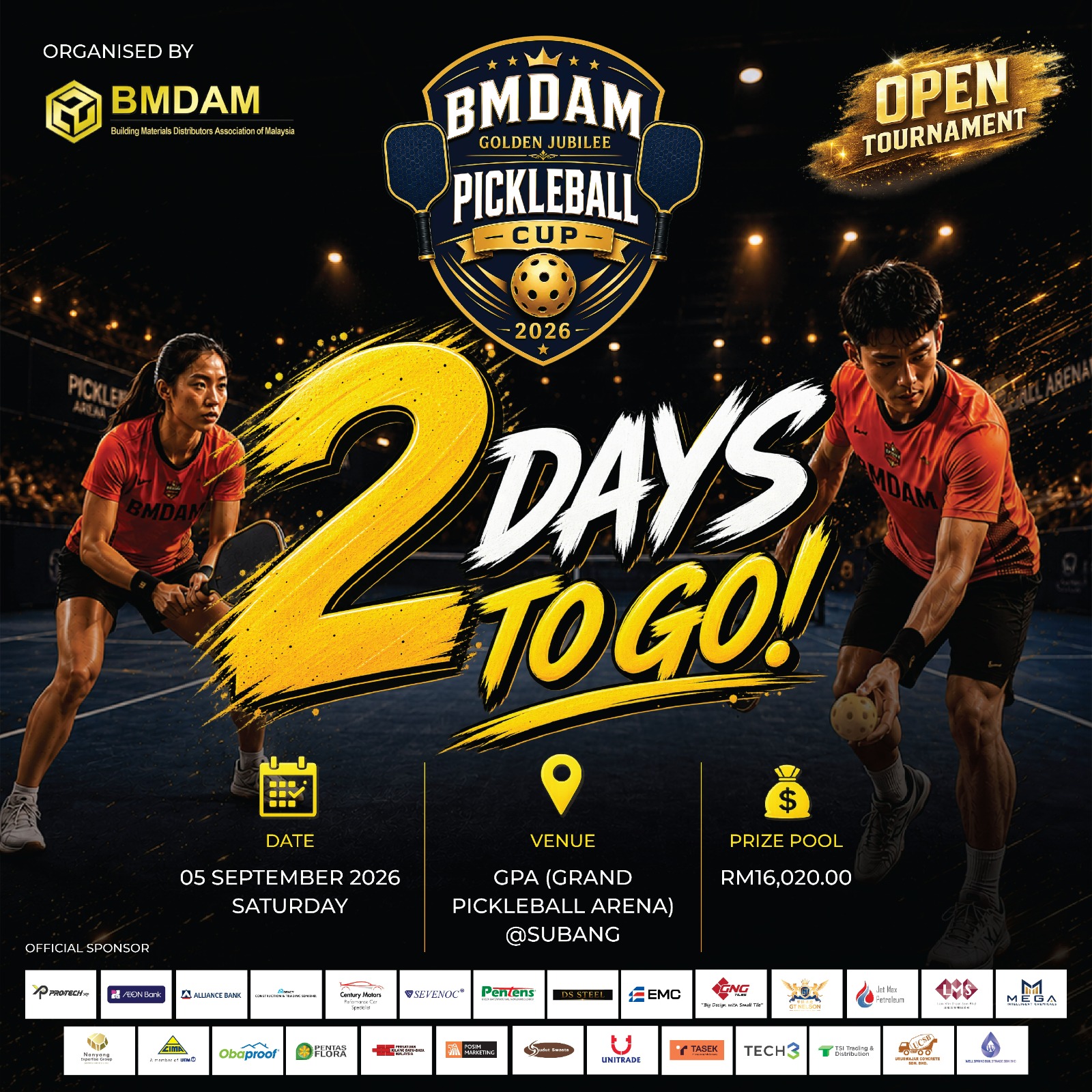 BMDAM Golden Jubilee Pickleball Cup 2026 – 2 More Days To Go!
